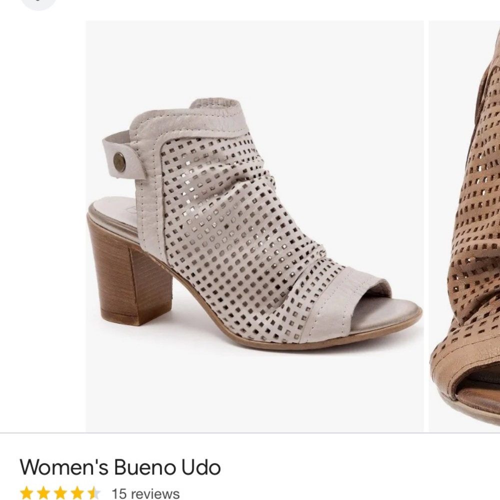 Bueno 37 / 6 Udo grey taupe heel leather sandal open toe